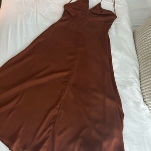 Banana Republic Satin Slip Maxi Dress in Brown